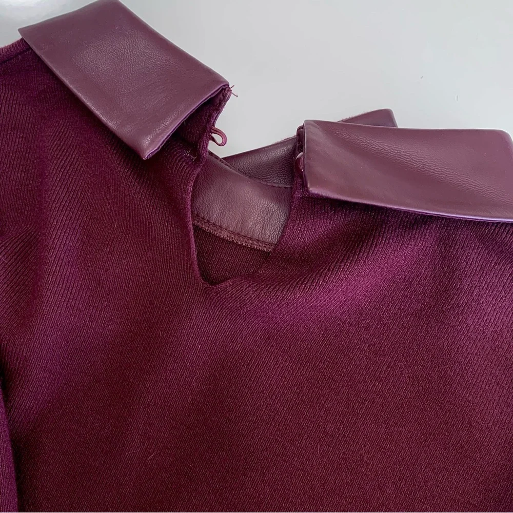 Milano Black Rose Leather Combo Holiday Sweater - Picture 5 of 7